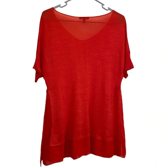 Eileen Fisher Orange Silk Tussah Links Pullover - Picture 3 of 6